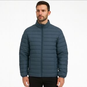 Jack & Jones JJERecycle Puffer Collar Jacket Men’s Gray Lightweight Coat M